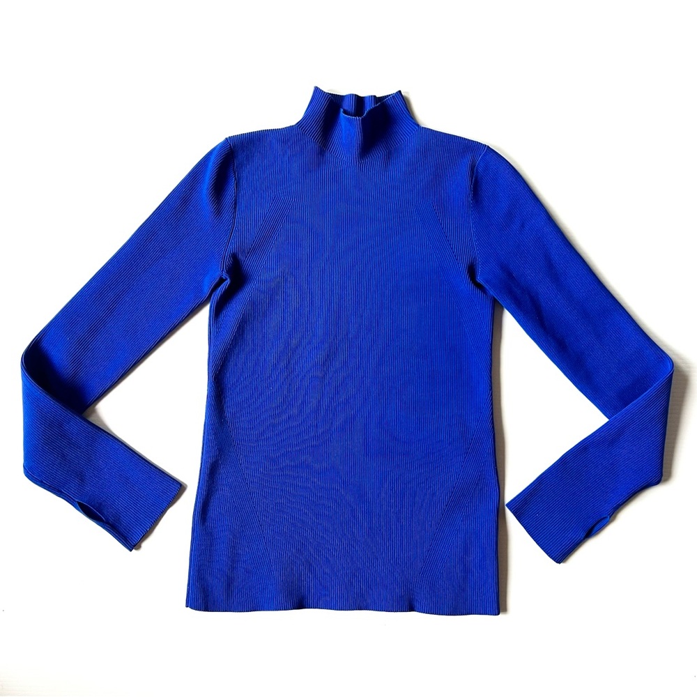 Helmut Lang Royal Blue Mock Neck Thumb hole Sweater Size M